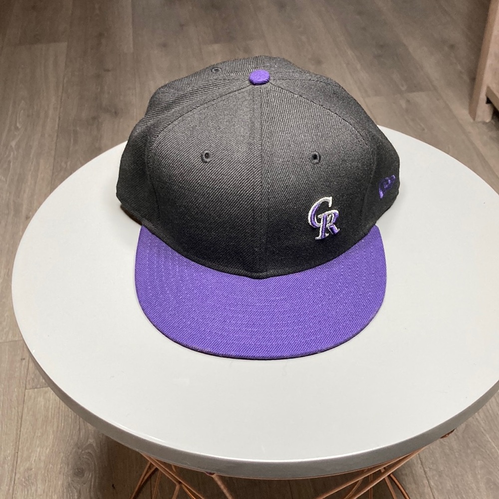 Black and purple New Era Colorado Rocky’s fitted hat